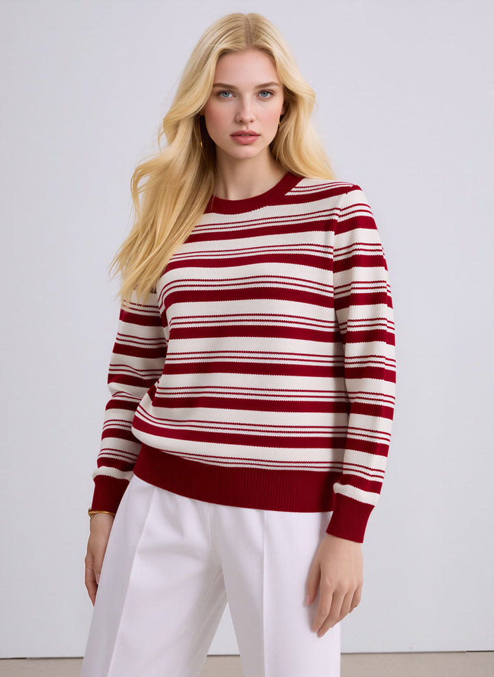 Red & White Striped Knit Jumper