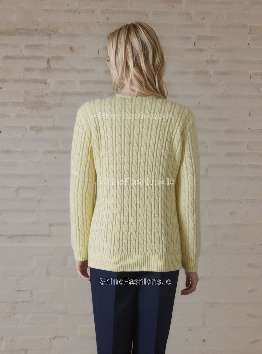 Yellow Round Neck Cable Knit Jumper