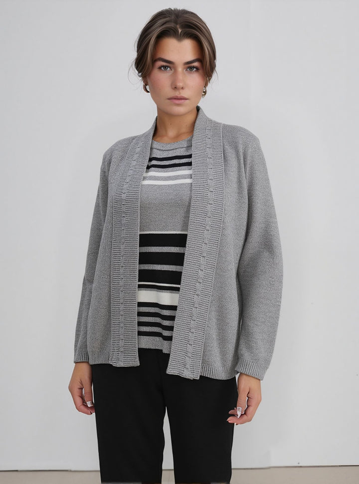 Grey Stripe Twinset Jumper