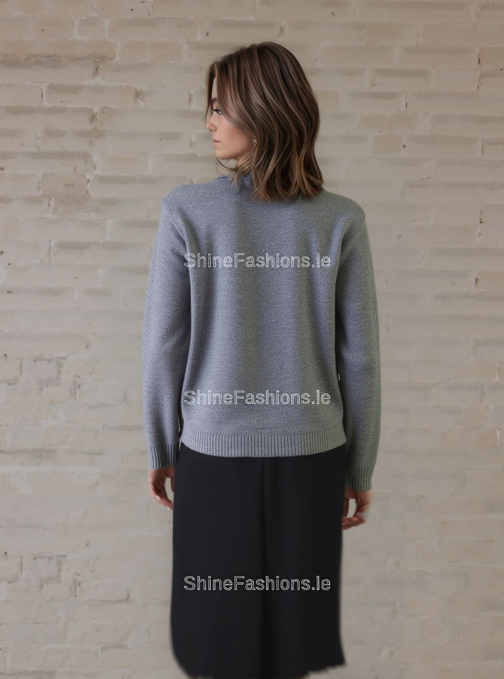 Grey Stripe Twinset Jumper
