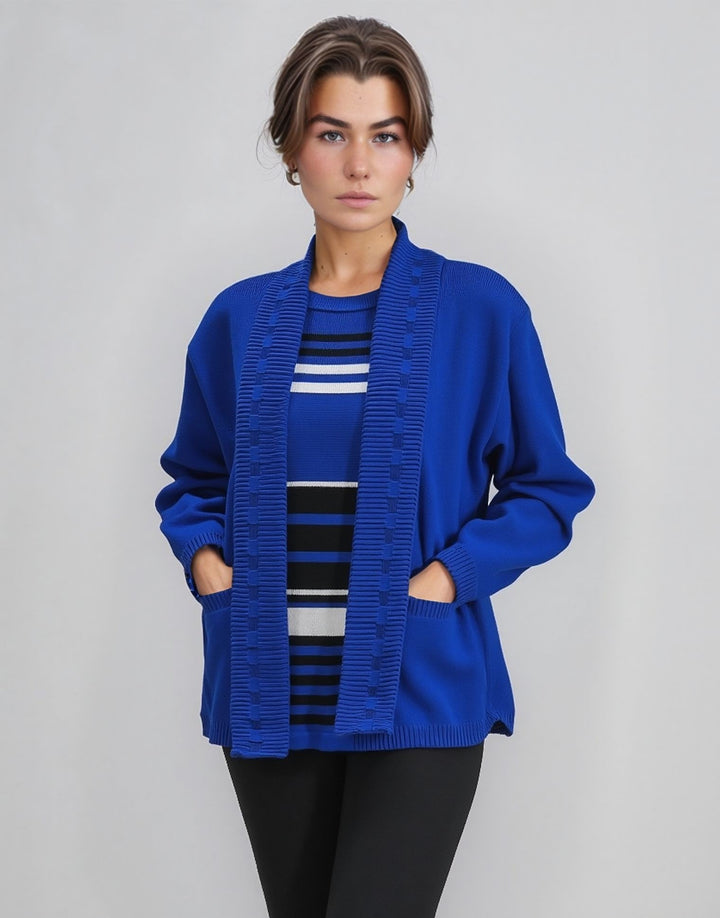 Royal Blue Stripe Twinset Jumper