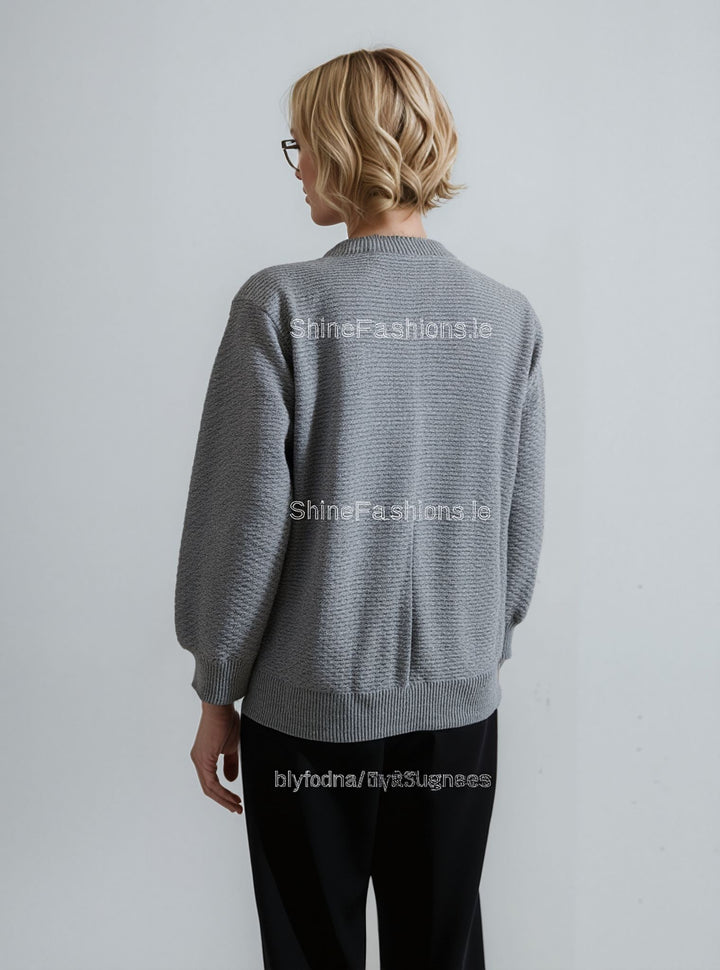 Grey Button Up Design Cardigan