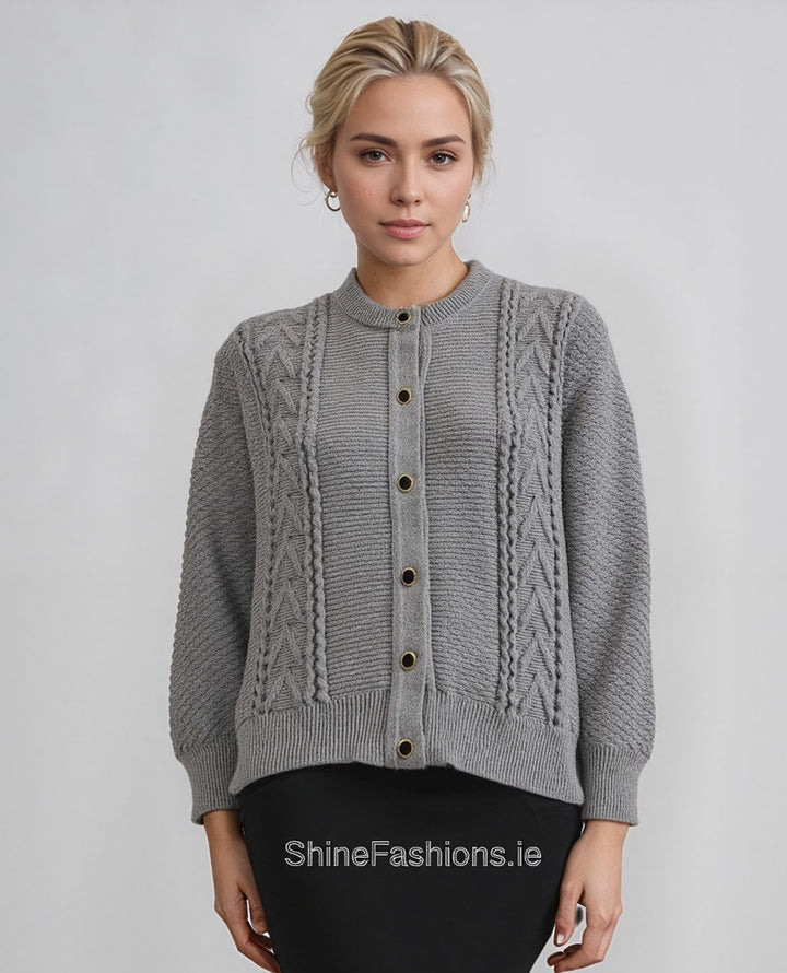 Grey Button Up Design Cardigan