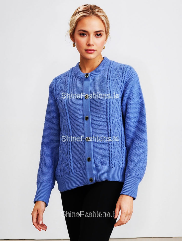 Blue Button Up Design Cardigan