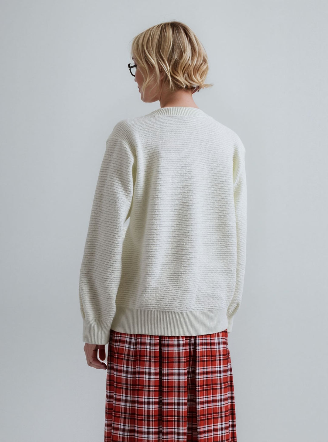 Cream Round Neck Cardigan