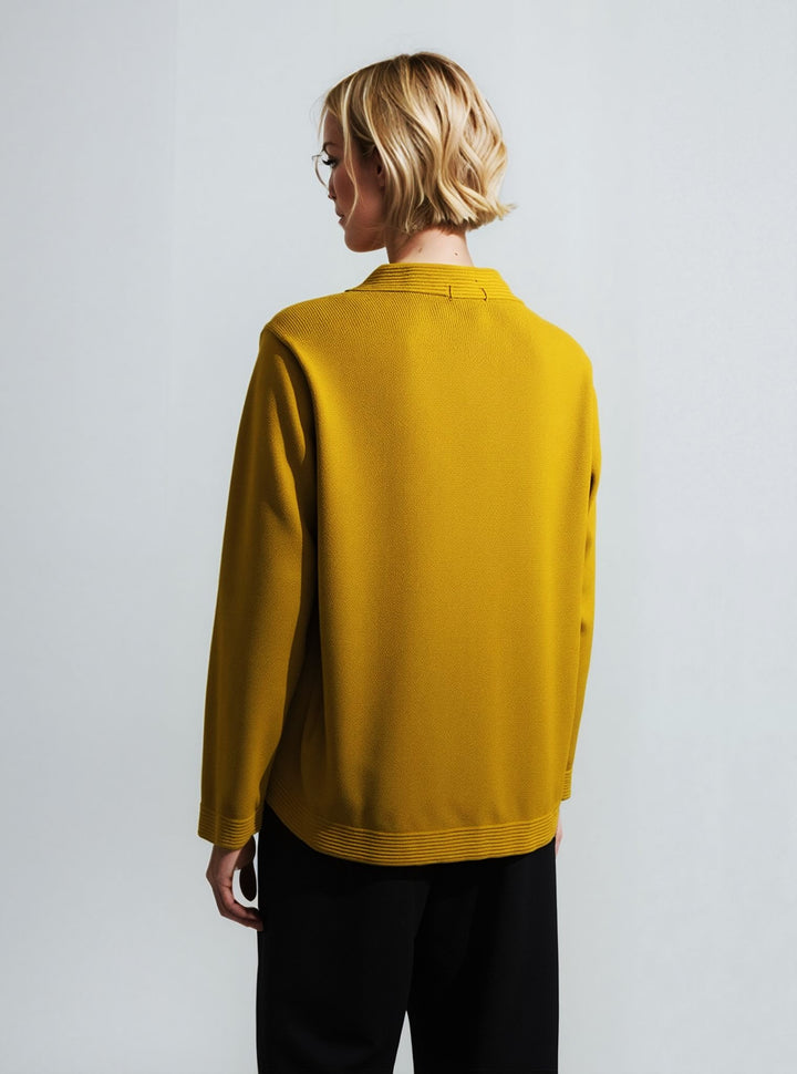 Mustard V-Neck Button Pocket Cardigan