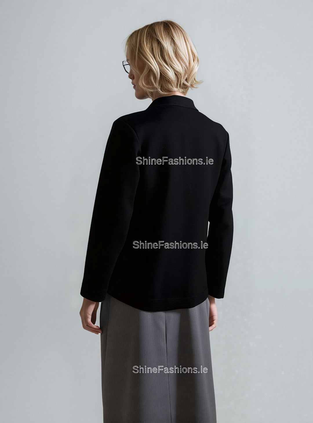 Black V-Neck Button Two Pocket Cardigan