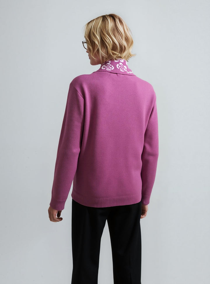 Pink Rose Print Scarf Detail Jumper