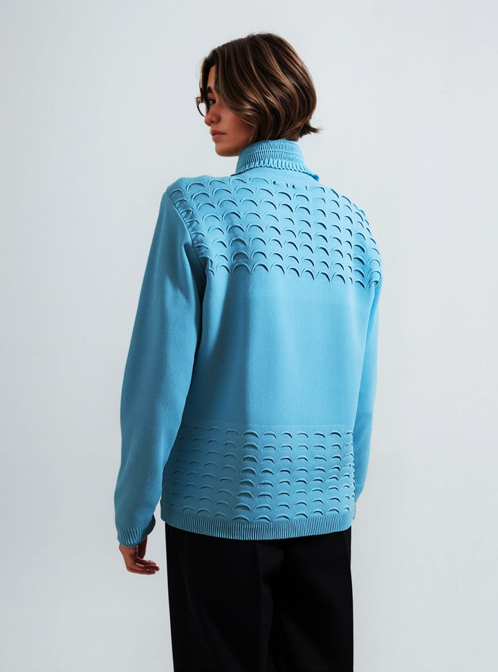 Turquoise Blue Scallop Edge to Edge Open Cardigan