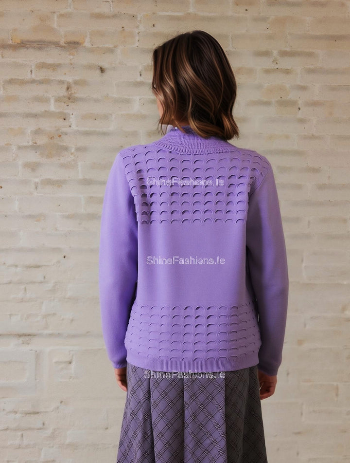 Lavender Scallop Edge to Edge Open Cardigan