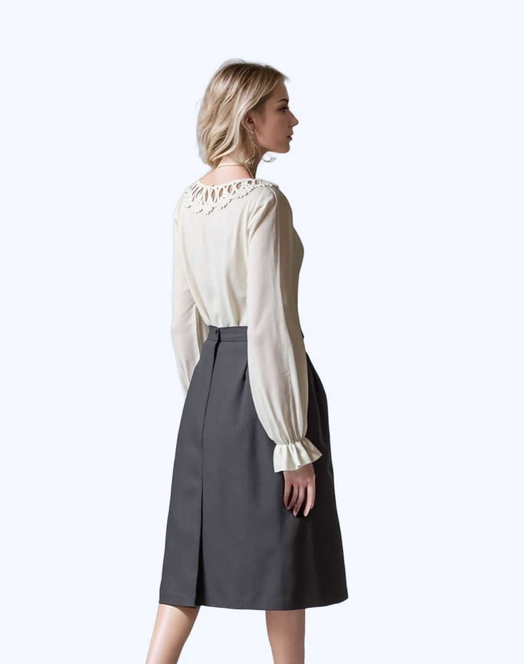Grey Elasticated Straight Skirt