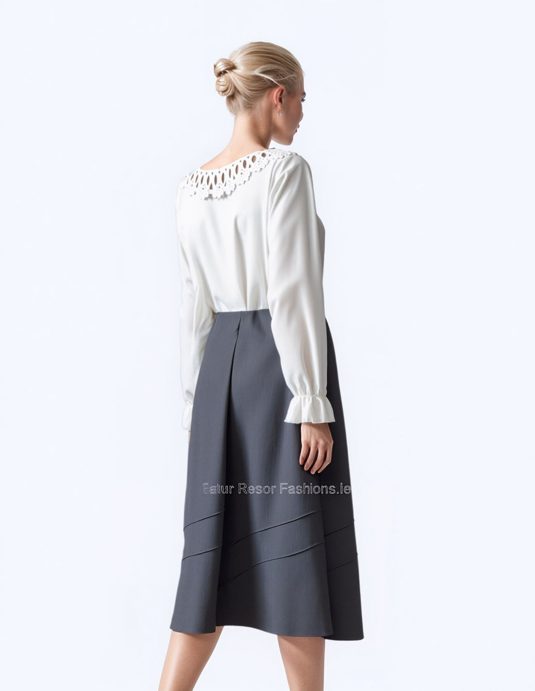 Grey Lined Elasticated A-Line Skirt