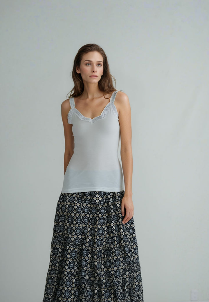 Blue Paisley Print Maxi Skirt
