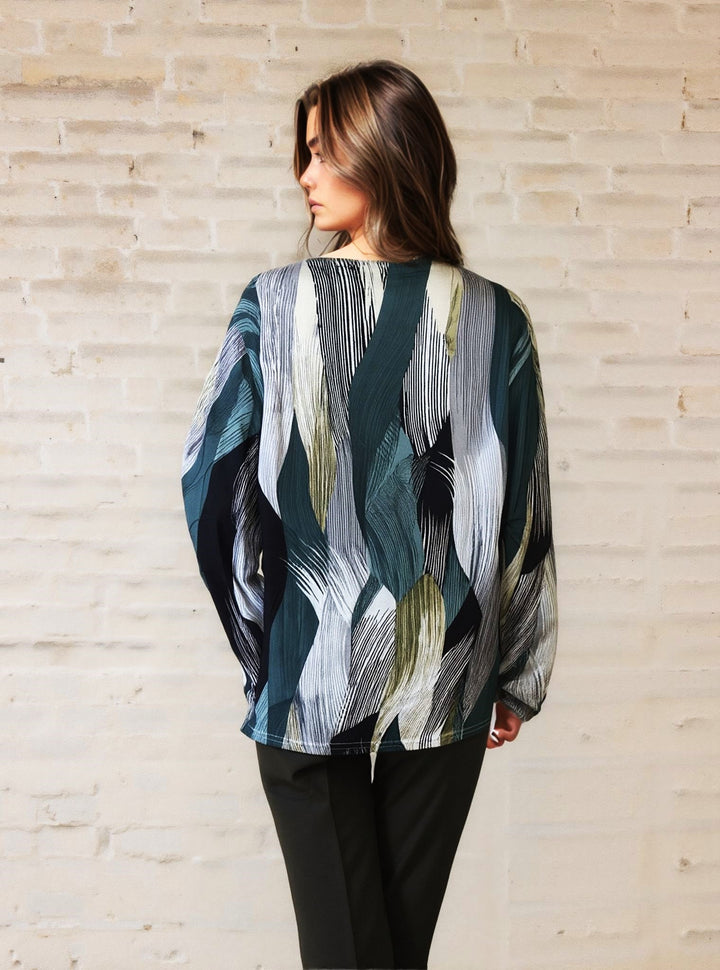 Abstract Print Long Sleeve Top - Stylish & Comfortable