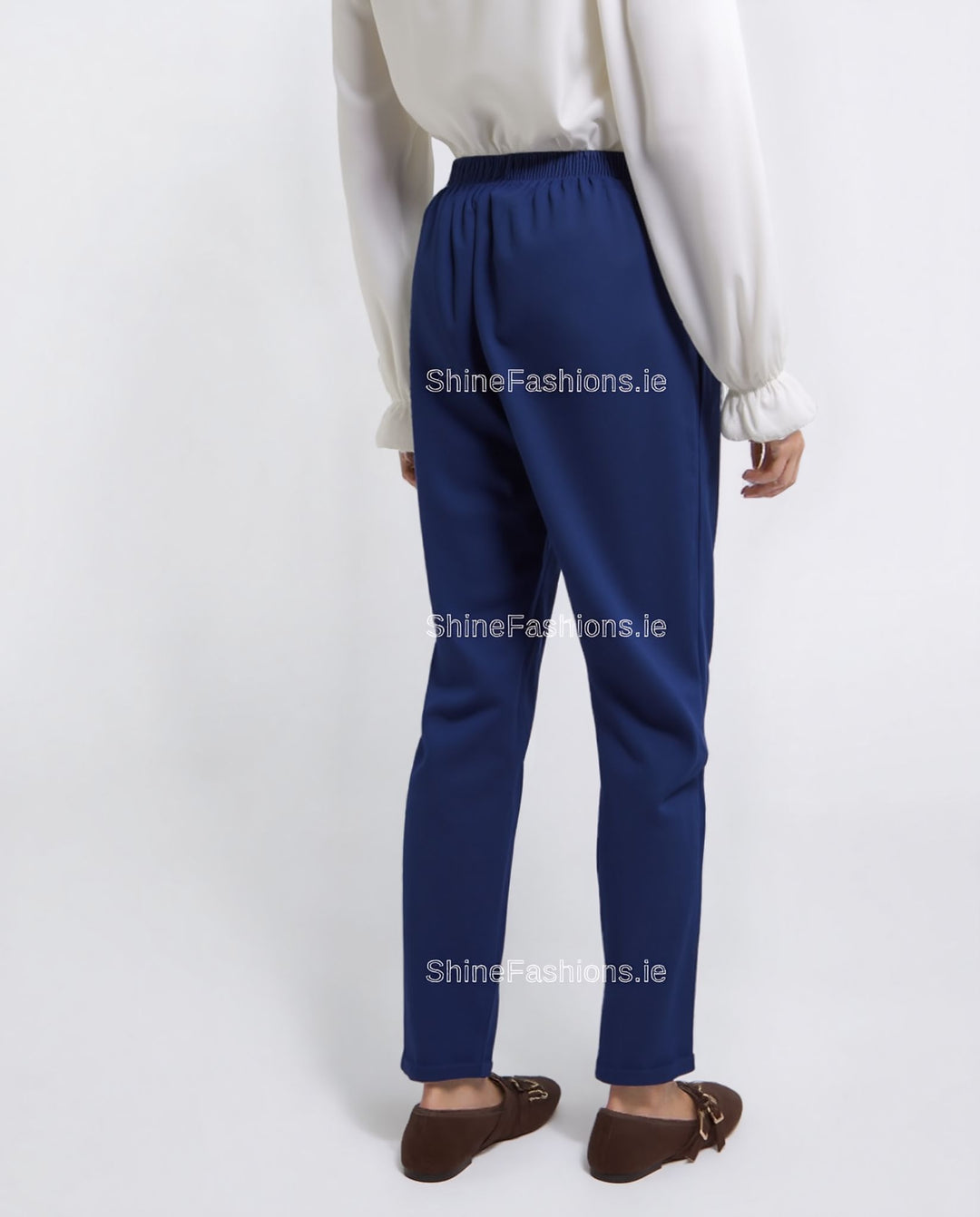 Denim Blue Elastic Waist Pocket Jeans with Stretch