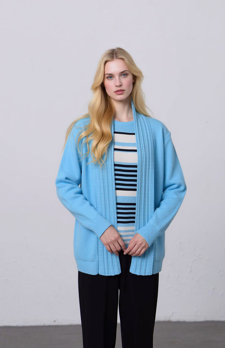 Turquoise Stripe Twinset Jumper