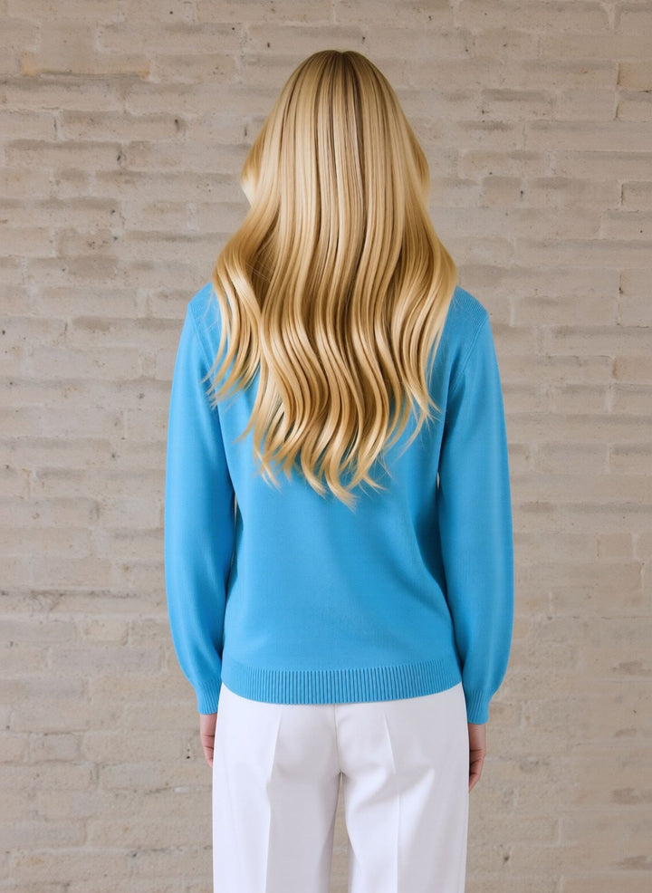 Turquoise V-Neck Pocket Button Up Cardigan