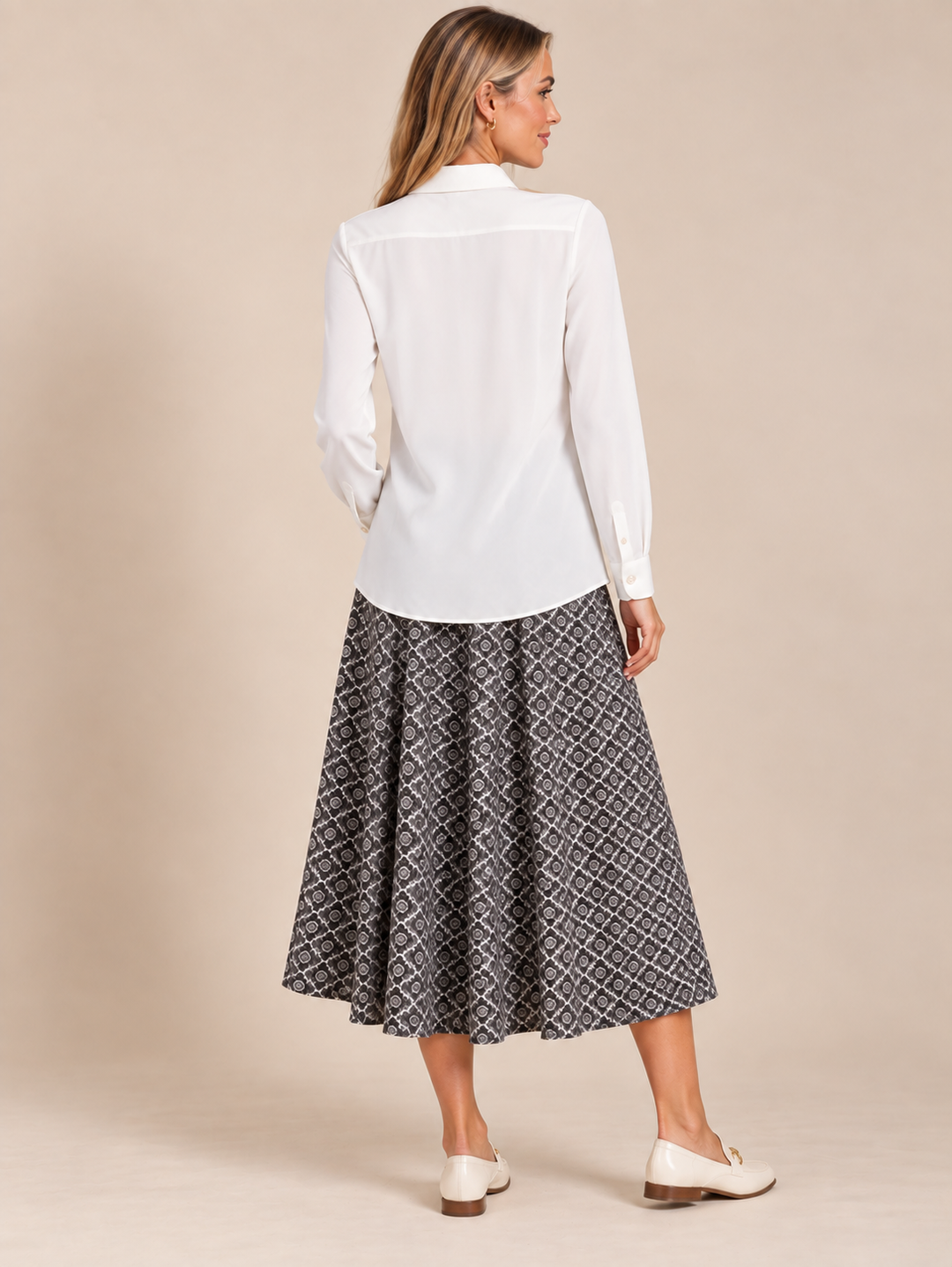 White Classic Long Sleeve Button-Up Blouse