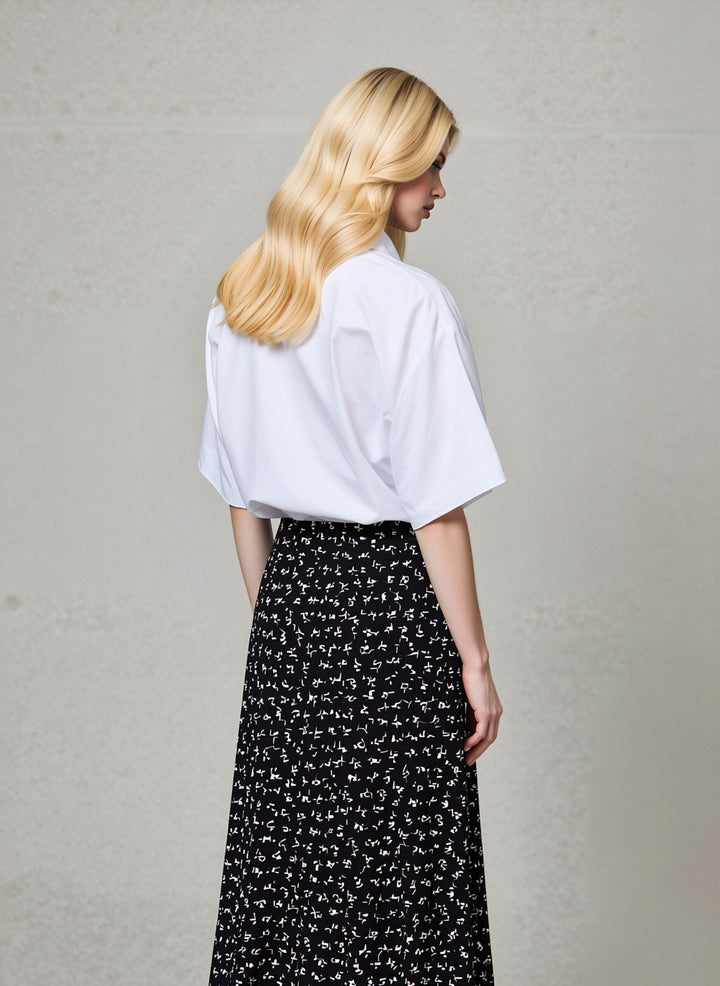 White Ditsy Floral Pull On Elasticated Skirt