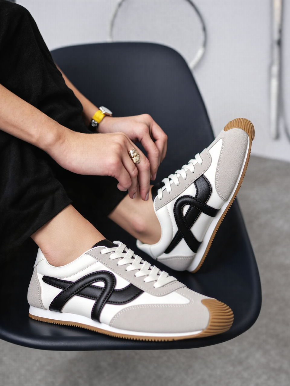 White Retro Gum Sole Casual Trainers