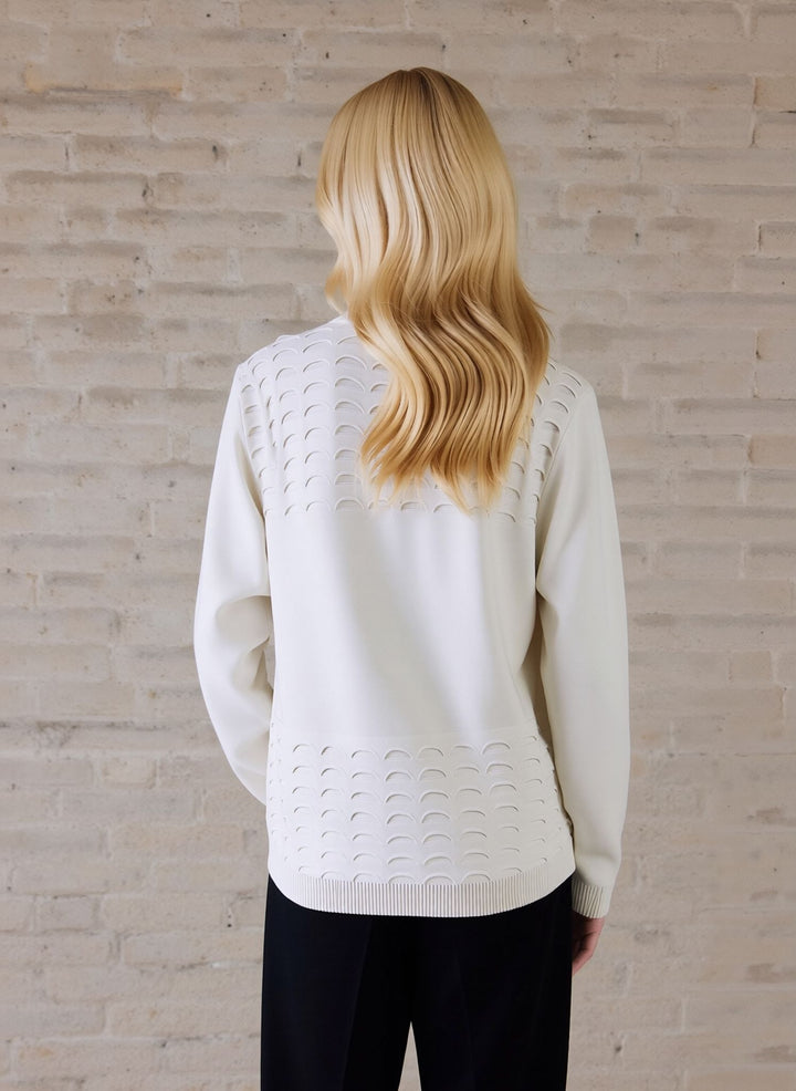 White Scallop Edge to Edge Open Cardigan