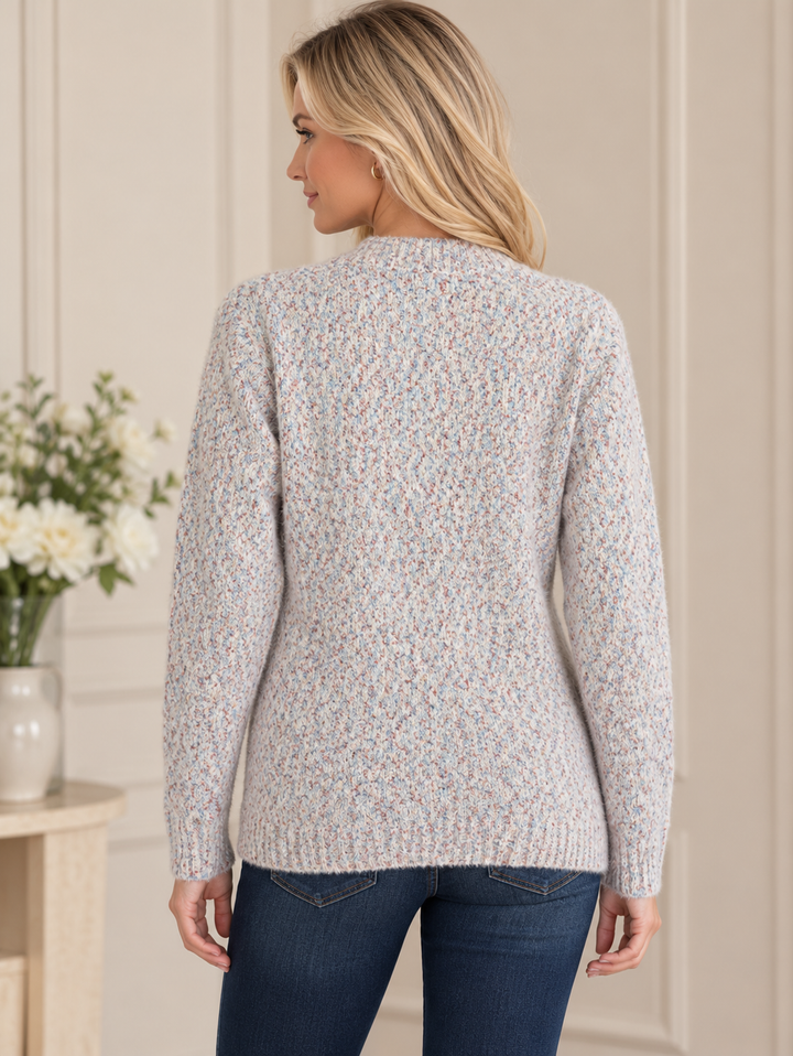 Wine Mix Chunky Soft Knit V-Neck Jumper