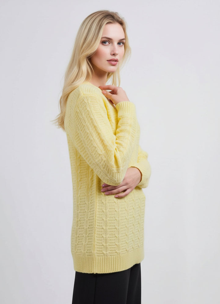 Yellow Cable Stitch Round Jumper