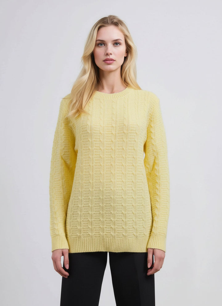 Yellow Cable Stitch Round Jumper