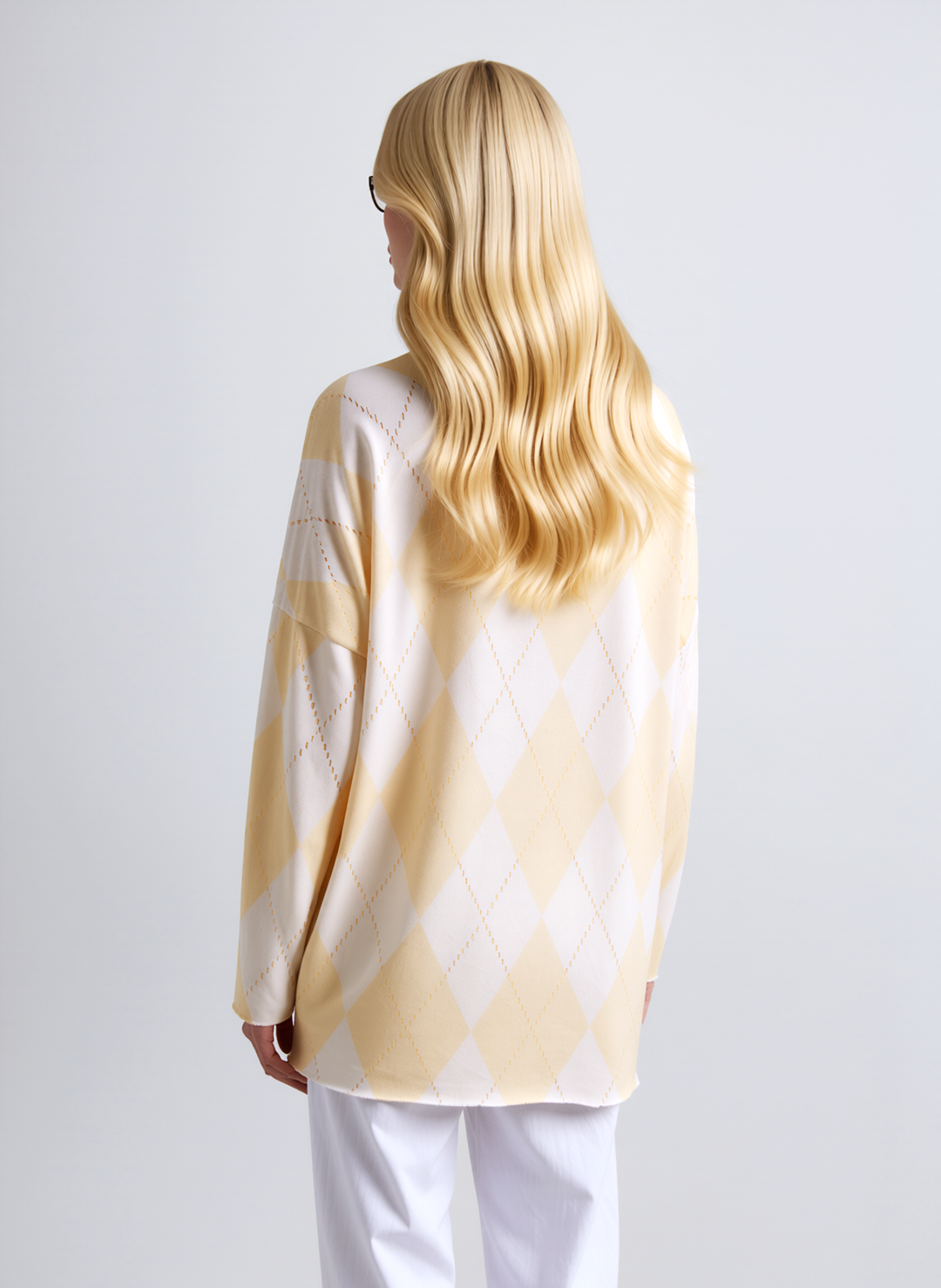 Yellow Diamond Pattern Knit Top