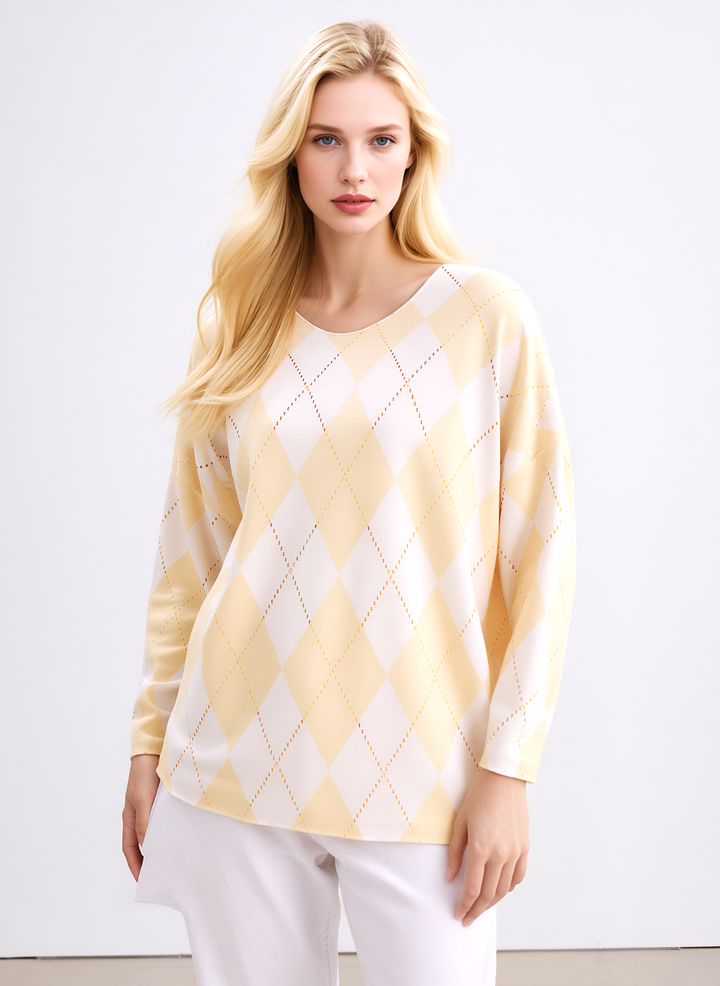 Yellow Diamond Pattern Knit Top