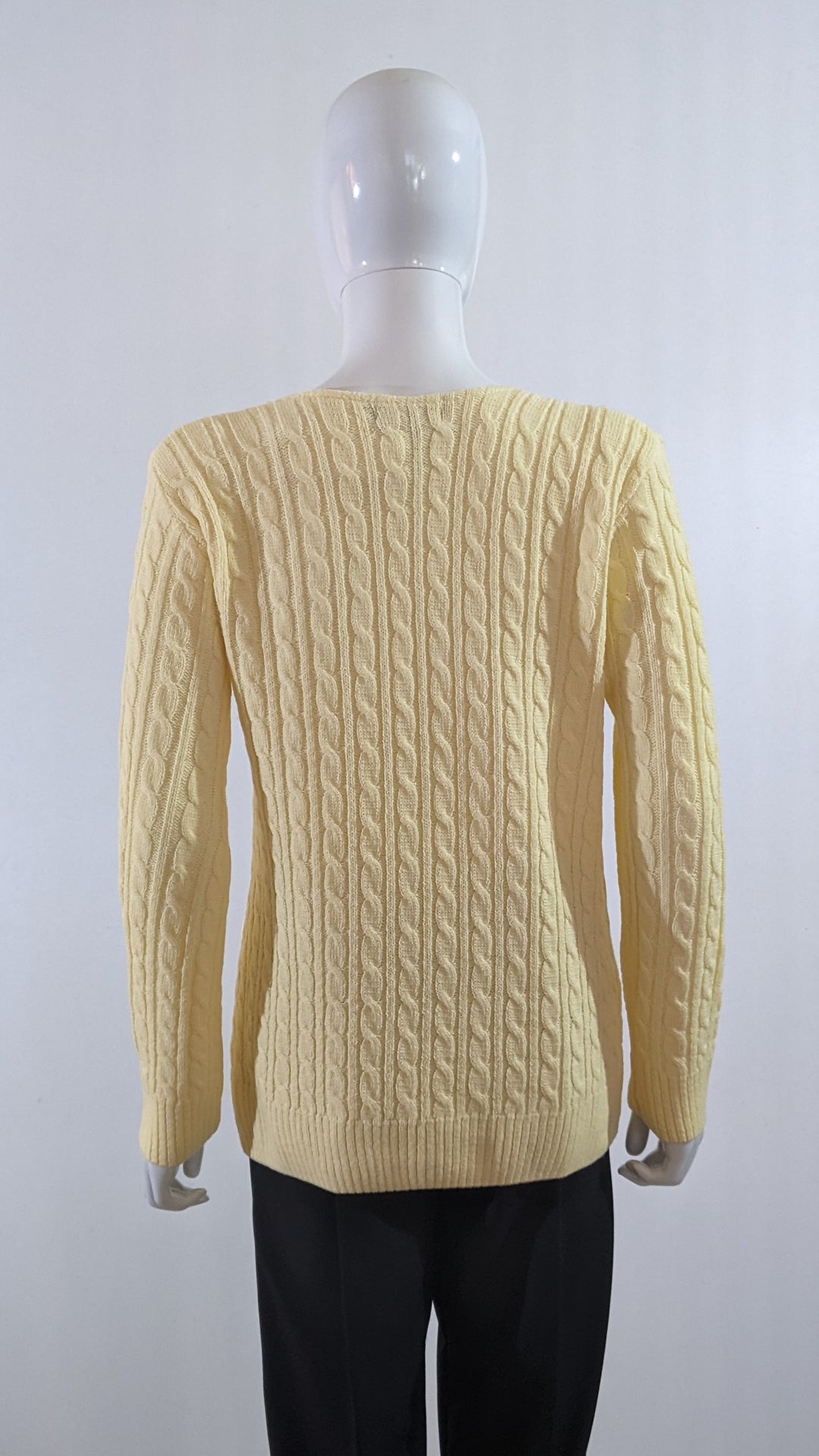 Yellow V-Neck Cable Knit Jumper