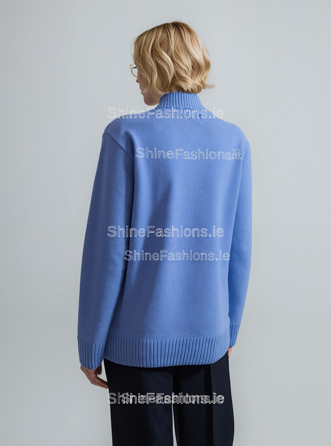 Blue Four Button Cable Knit Jumper