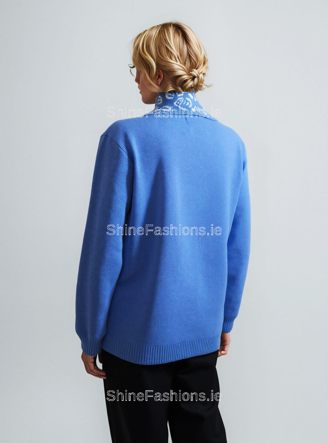 Blue Rose Print Scarf Detail Jumper