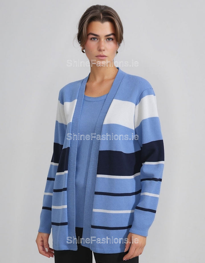 Blue Striped Twinset Jumper