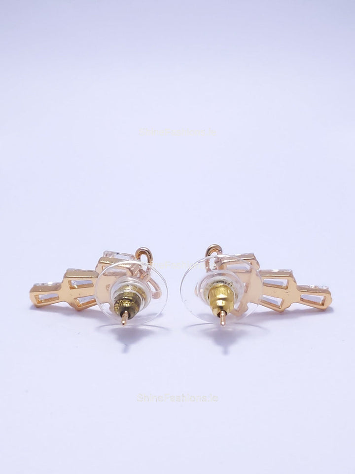 Gold Bow Diamond Tiered Drop Earrings