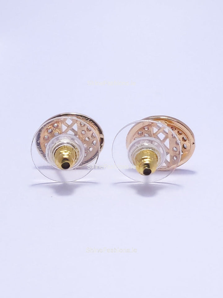 Gold Diamond Detail Stud Earrings