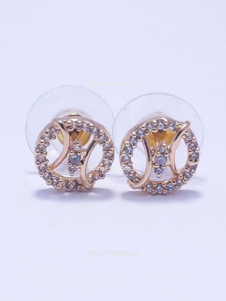 Gold Diamond Shape Stud Earrings