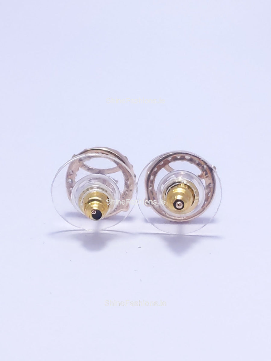 Gold Diamond Shape Stud Earrings