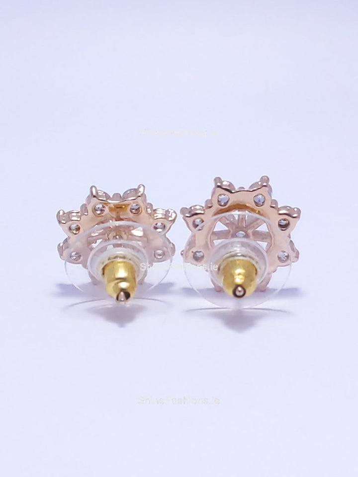 Gold Diamond Star Stud Earrings