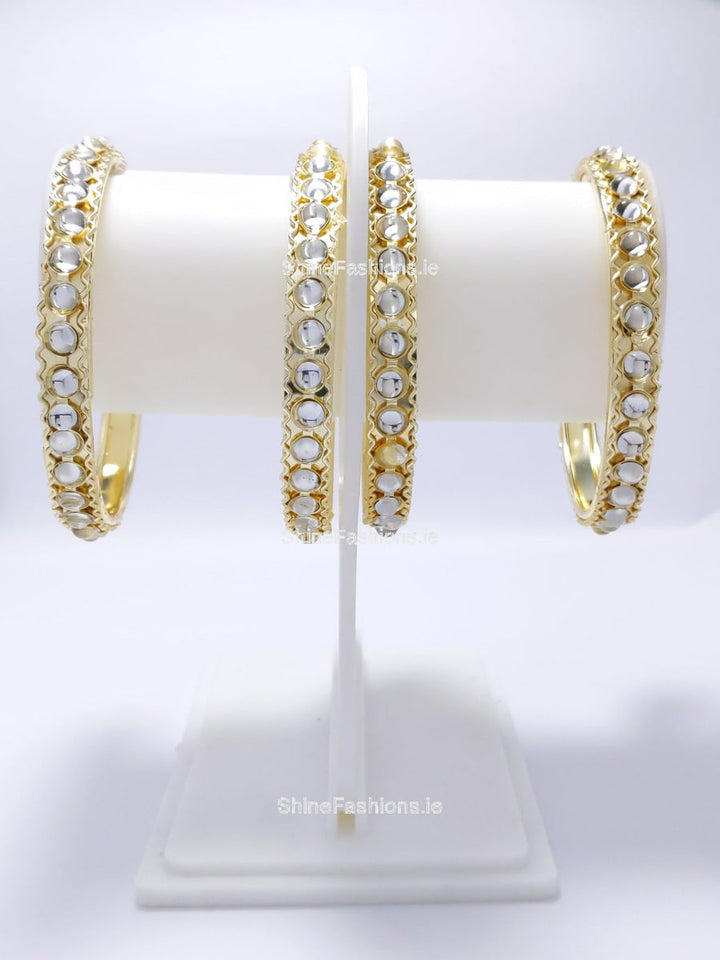 Gold Tone Diamante Detail Bangle Bracelets