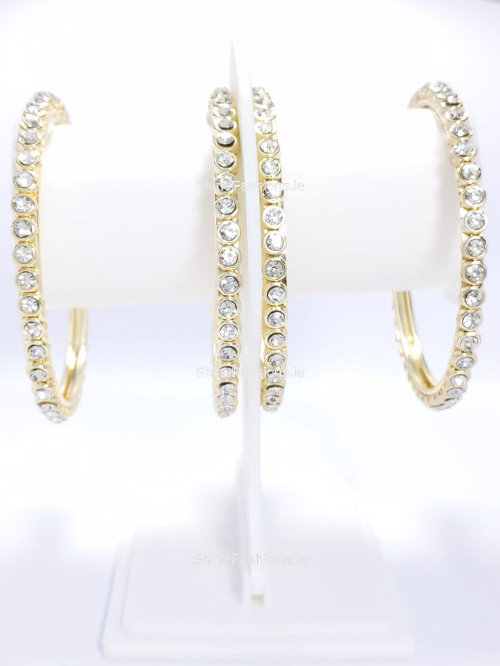 Gold Tone Diamond Detail Slim Tennis Bracelet