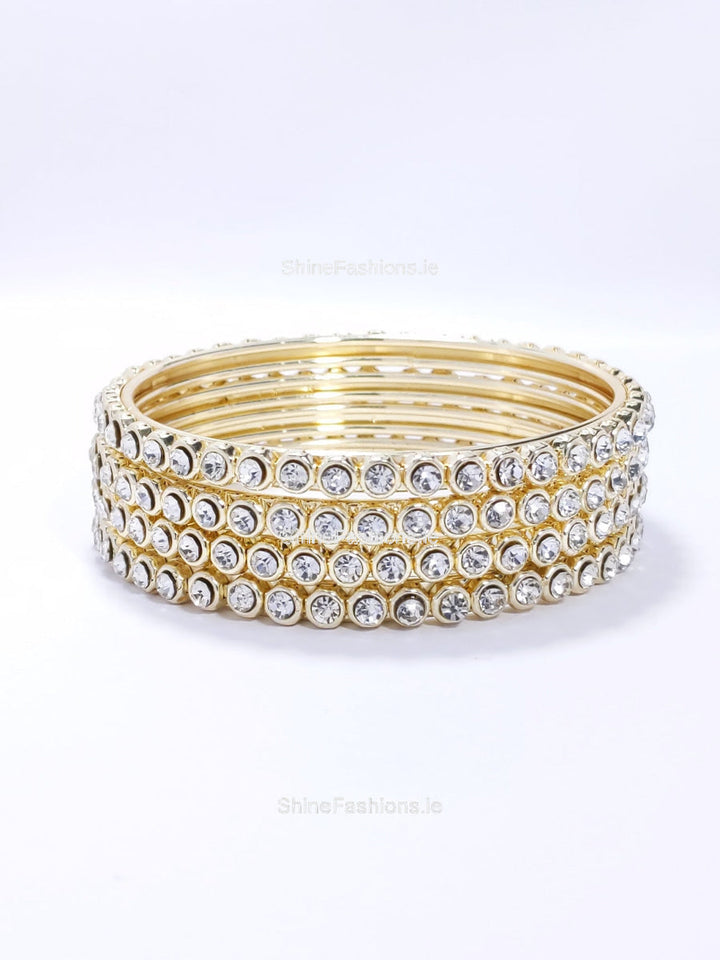 Gold Tone Diamond Detail Slim Tennis Bracelet