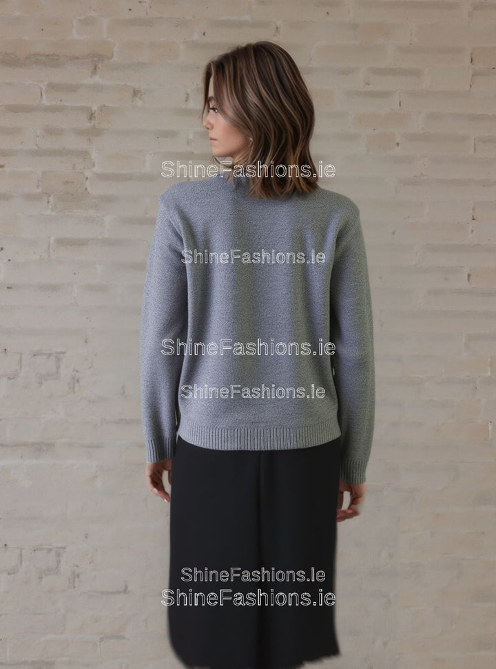 Grey Stripe Twinset Jumper