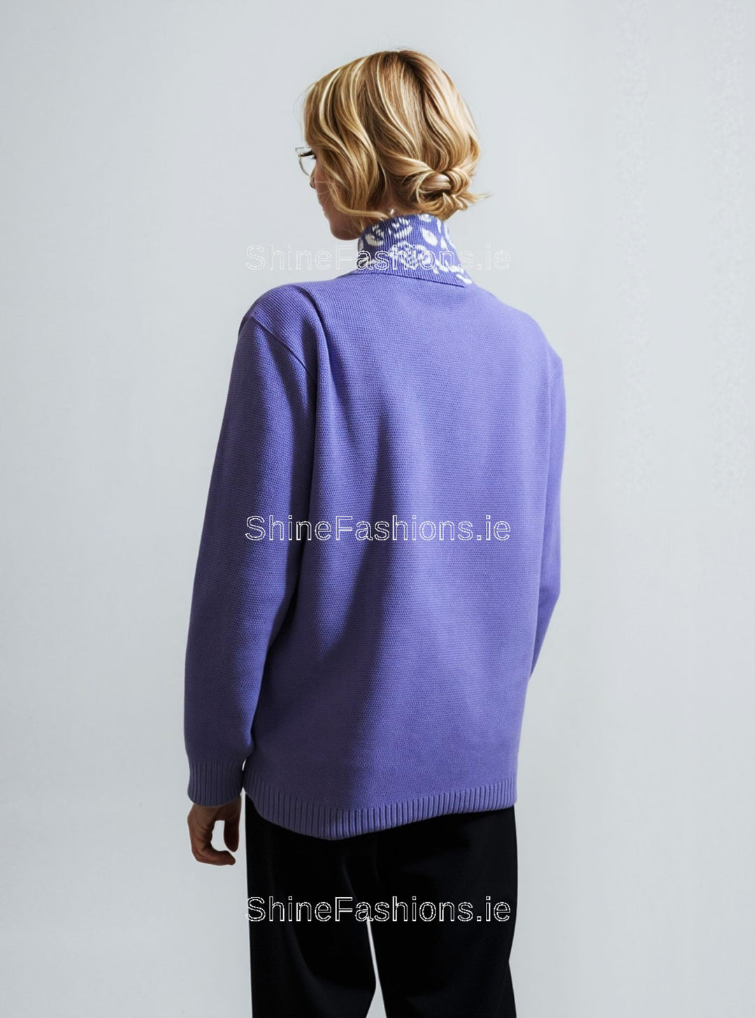 Lavender Rose Print Scarf Detail Jumper