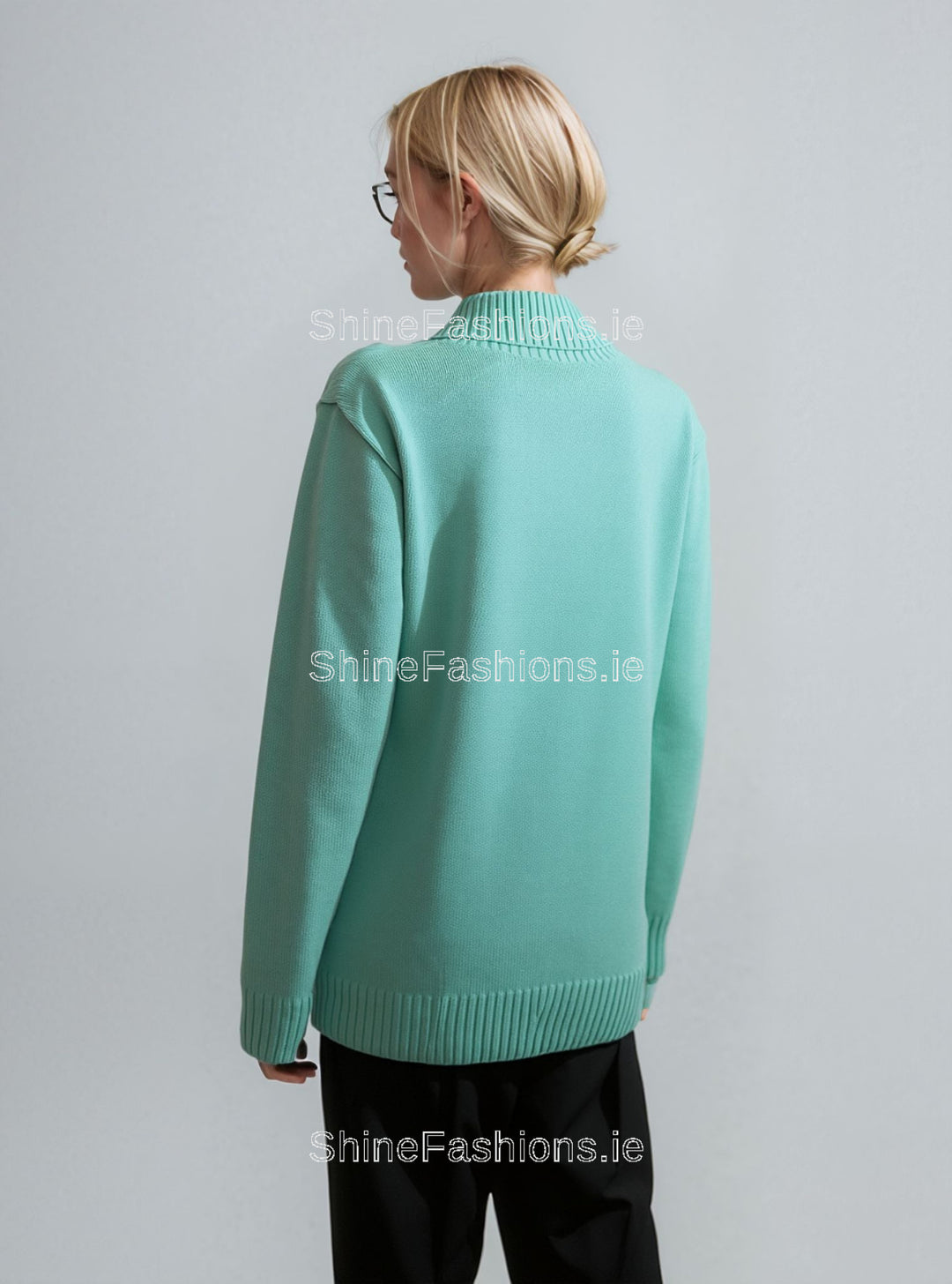 Mint Four Button Cable Knit Jumper