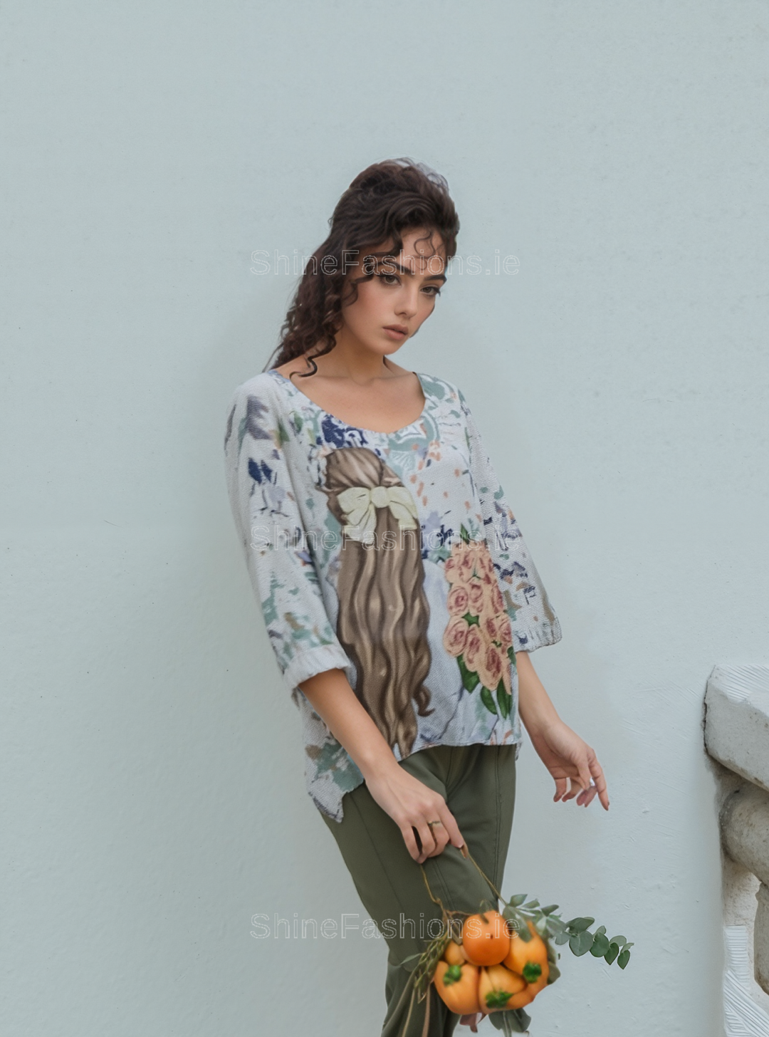 Mint Girl Graphic Print Loose Fit Blouse