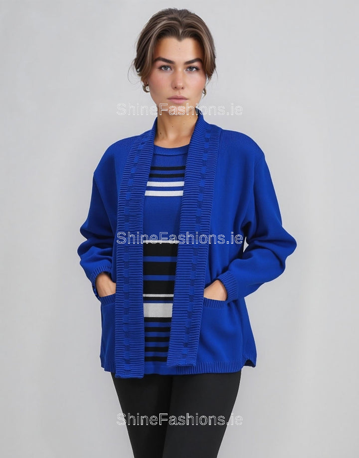 Royal Blue Stripe Twinset Jumper