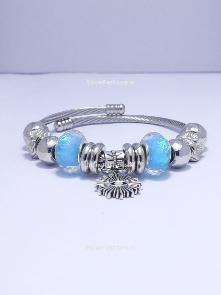 Silver Blue Eye Multi Charm Bracelet