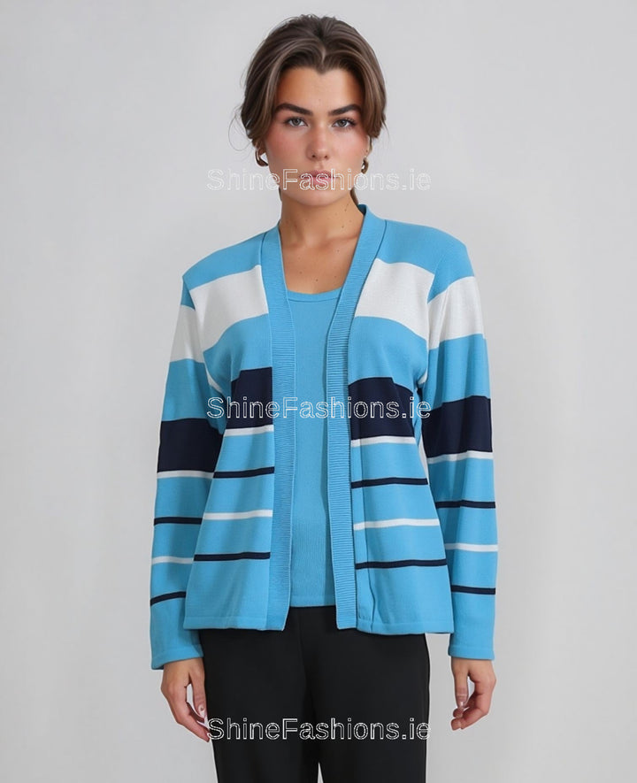 Turquoise Striped Twinset Jumper
