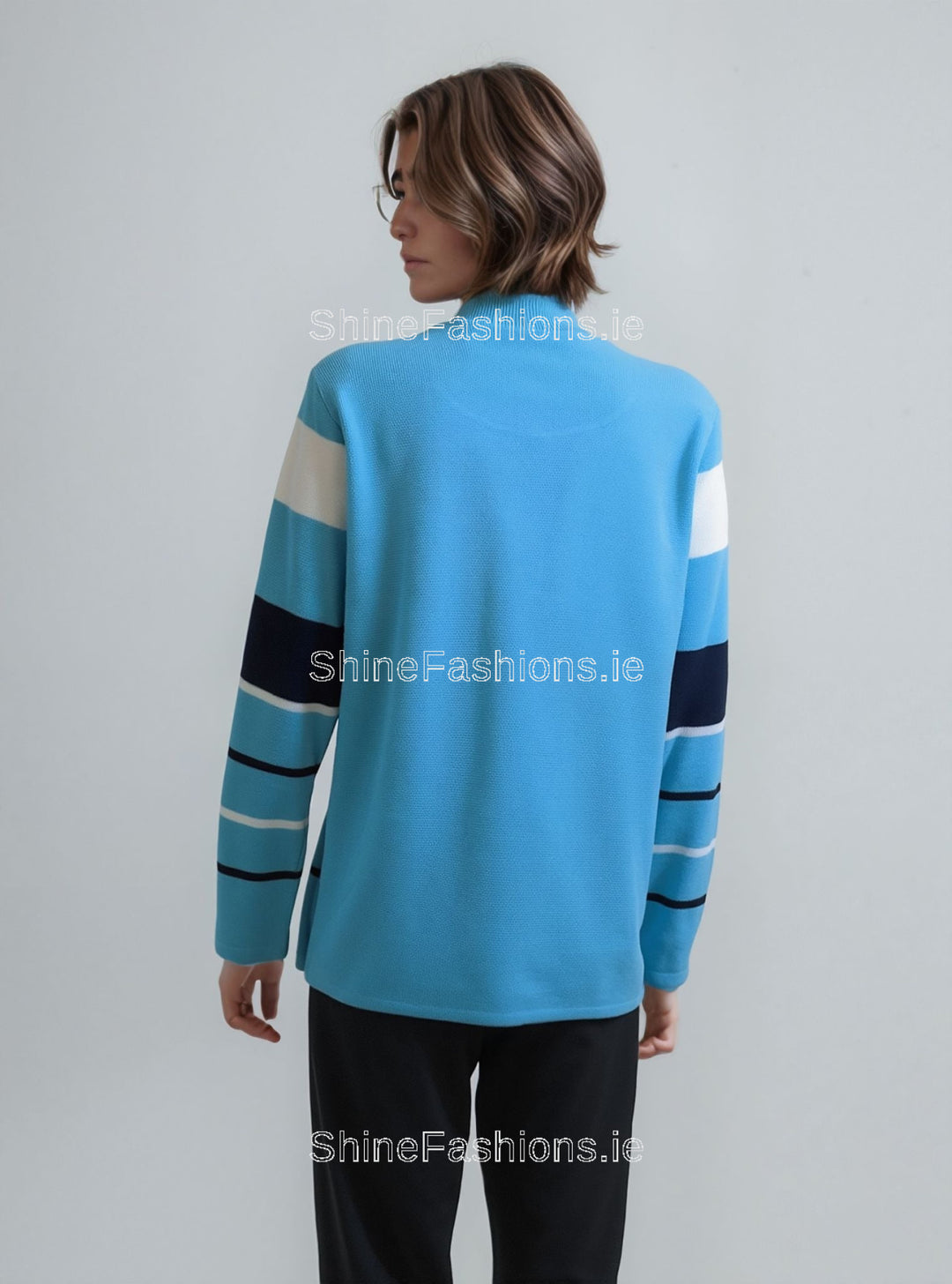 Turquoise Striped Twinset Jumper